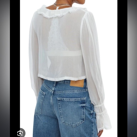 BDG Urban Outfitters Ophelia Sheer Tie Front Blouse - Picture 3 of 6